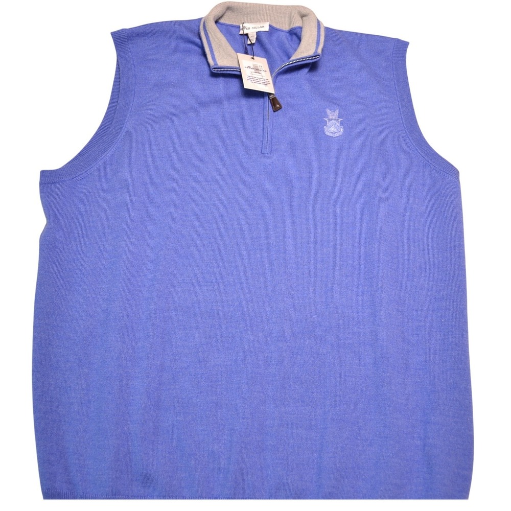 Peter Millar Crown Soft Quarter Zip Sweater Vest Casual Fall Blue XL Preppy Golf